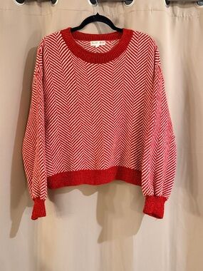 Hazel Moon Red and White Loose Fit Knit Top
